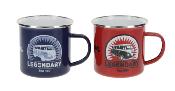 LOT DE 2 TASSES A CAFE EMAILLEES BLEU/ROUGE LEGENDARY - VW COLLECTION