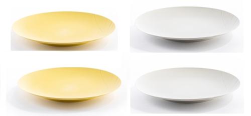 4 ASSIETTES PLATES MIXTE 25cm TABLE & NATURE - COLORIS PIERRE/MIMOSA