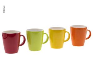 LOT DE 4 MUGS GIMEX - 4 COLORIS UNI EN MELAMINE