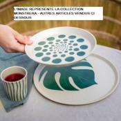 4 ASSIETTES 20.5CM BIO 100% NATUREL - MONSTRERA DOTS 