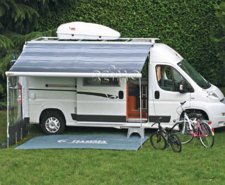 STORE CASSETTE FIAMMA F65S 400cm Boitier Titanium TOILE BLEU OCEAN