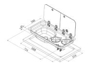 COMBINE EVIER GAUCHE+ 2 GAZ CARBEST 726x346x140mm, 30mbar, Piezo