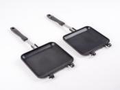 2 POELES TOASTER POUR GAZINIERE CAMP 4  AVEC POIGNEE 13,5x15cm
