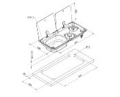 COMBINE EVIER + 2 FEUX GAZ CAN AVEC COUVERCLES 765 X 355mm - CUVE A GAUCHE