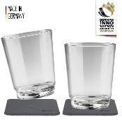 2 VERRES A EAU PLASTIQUE 25cl SILWY CLASSIC AVEC SOUS-VERRE MAGNETIQUE