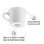 2 TASSES EXPRESSO PORCELAINE 70ml SILWY® AVEC NANO-GEL-PADS MAGNETIQUE