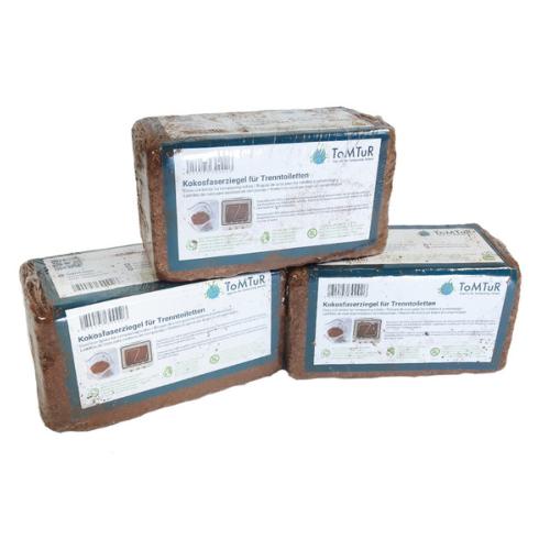 BRIQUE EN FIBRE DE COCO TOMTUR POUR TOILETTE A COMPOST - 3 PIECES
