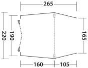 AUVENT INDEPENDANT ARRIERE OUTWELL SANDCREST S, H 155-185cm, VW Caddy, Citroën Berlingo, Duster et similaires