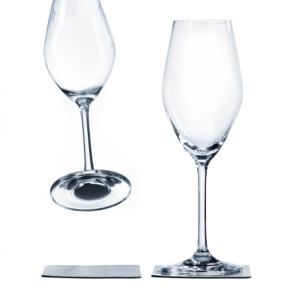 FLUTE A CHAMPAGNE EN CRISTAL AIMANTE SILWY® AVEC SOUS-VERRE MAGNETIQUE - BOITE DE 2 PIECES
