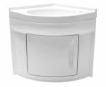 MEUBLE D'ANGLE + LAVABO D'ANGLE ENCASTRABLE BLANC EN PST 41,8 x 41,8 x H51 cm