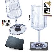 2 VERRES A VIN PLASTIQUE 30cl SILWY AVEC SOUS-VERRE MAGNETIQUE