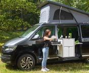 MEUBLE EASY-KITCHEN BLANC AVEC EVIER DOUCHETTE pour VW T5/T6 KOMBI ou VITO LONG KOMBI