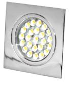 SPOT CARRE  A ENCASTRER 12V, 1.6W, 24 LEDS CHROME 65x65x20mm