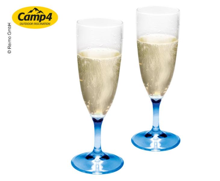 LOT DE 2 FLUTES A CHAMPAGNE PIED COLORE BLEU TARIFA 16cl