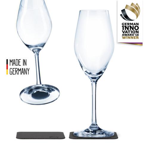 2 FLUTES A CHAMPAGNE CRISTAL SILWY® AVEC SOUS-VERRE MAGNETIQUE