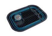 EGOUTTOIR PLIANT EN SILICONE BLEU et GRIS AVEC VIDANGE 45,5x35x6/19cm