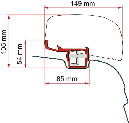 ADAPTATEUR pour store FIAMMA F40 pour VW T5/T6 Transporter ou Multivan 