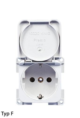 PRISE 230V AVEC COUVERCLE PRESTO - BLANC