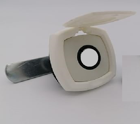 SERRURE DE COFFRE A CLAPET CARREE ZADI BLANC sans cylindre + clé
