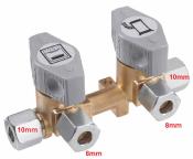 VANNE DE REPARTITION GAZ A FERMETURE RAPIDE A 2 VOIES 10mm/2x8mm