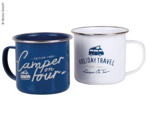 LOT DE 2 TASSES EMAILLES BAY CITY 400ml HOLIDAY TRAVEL