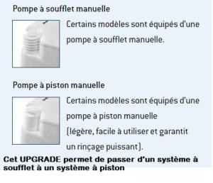 UPGRADE DE POMPE POUR PORTA POTTI 345/365 BEIGE