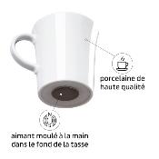 2 TASSES A CAFE PORCELAINE 270ml SILWY® AVEC NANO-GEL-PADS MAGNETIQUE