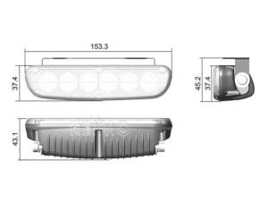 2 FEUX LED DIURNES 6 LEDS 153.3xH43.1xT37.4 mm