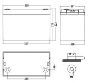 BATTERIE AUXILIAIRE AGM 100Ah CARBEST- 330x171x220mm