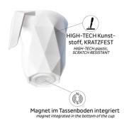 1 TASSE A CAFE PLASTIQUE 350ml SILWY® AVEC NANO-GEL-PADS MAGNETIQUE BLANC