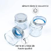 3 VERRINES 125ml SILWY® AVEC BARRE MAGNETIQUE NOIRE 25cm