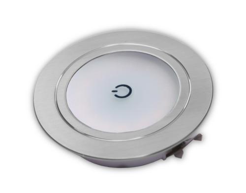 SPOT A ENCASTRER LED ALUMINIUM BROSSE 1.56W interrupteur TACTILE - 68mm