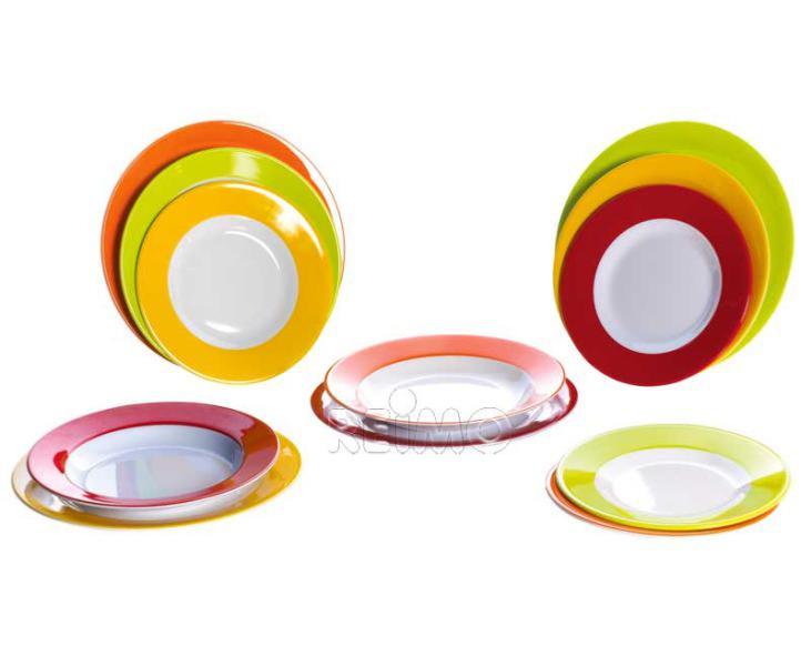 LOT DE 12 ASSIETTES MELAMINE GIMEX ARC EN CIEL