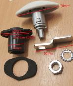 SERRURE DE COFFRE A PRESSION PUSH ELLIPSE COURTE 78mm BLANC MAT sans barillet