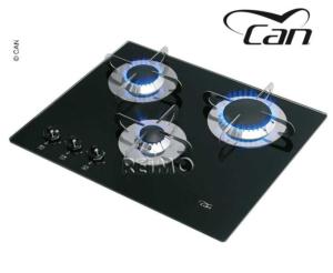 PLAQUE DE CUISSON GAZ 3 FEUX VERRE TREMPE CAN 550x410mm