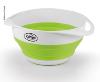 BOL SALADIER + PASSOIRE EN SILICONE PLIABLE  BLANC/VERT - 2 en 1